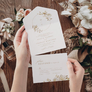 Elegant Guld, den botaniska Blommigten Bröllop Mon