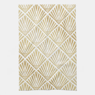 Elegant guld- design för diamanthandflatanart déco kökshandduk