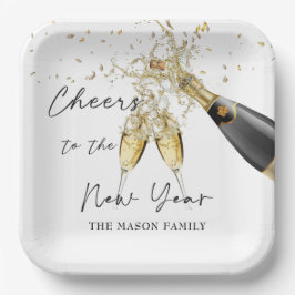 Elegant Guld - det nya året Party Pappra Tallrikar