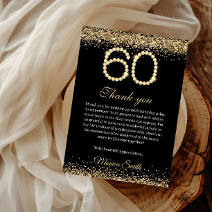 Elegant Guld Diamanter 60-årsdag Tacksamhetskort Tack Kort