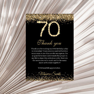 Elegant Guld Diamanter 70-årsdag Tacksamhetskort Tack Kort