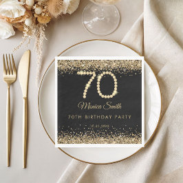 Elegant Guld Diamanter 70-årsfirande Pappersservett