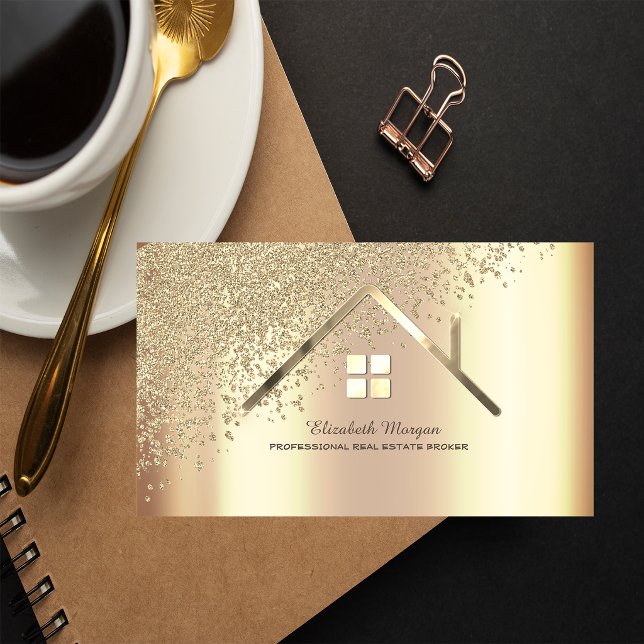 Elegant guld diamanter Fastighetsmäklare  Visitkort (Skapare uppladdad)