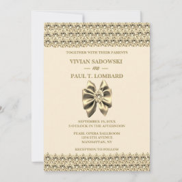 Elegant Guld Diamond Champagne Bröllop Inbjudningar