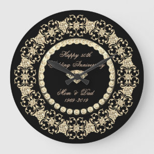 Elegant Guld Diamonds 25:e Bröllop-årsdagen Stor Klocka