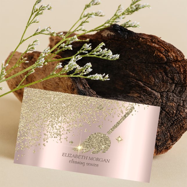 Elegant Guld Diamonds Broom Maid Städning House Visitkort (Skapare uppladdad)