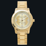 Elegant Guld Diamonds femtionde Bröllop-årsdagen Armbandsur<br><div class="desc">Den opulenta elegansen ramar denna bröllop-årsdag formger en unik skalopad diamantdesign med centerdroppdiamant med faux-tillagda gnistor på en guld-tonsövertoning. Observera att alla varningstexter är tryckta och endast får förekomma så reellt som möjligt i en platt, tryckt design. Detta omfattar alla metalliska gradienter och/eller gemsten. Ursprunglig design efter Helgdag Hearts Designs...</div>