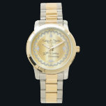 Elegant Guld Diamonds femtionde Bröllop-årsdagen Armbandsur<br><div class="desc">Den opulenta elegansen ramar denna bröllop-årsdag formger en unik skalopad diamantdesign med centerdroppdiamant med faux-tillagda gnistor på en guld-tonsövertoning. Observera att alla varningstexter är tryckta och endast får förekomma så reellt som möjligt i en platt, tryckt design. Detta omfattar alla metalliska gradienter och/eller gemsten. Ursprunglig design efter Helgdag Hearts Designs...</div>