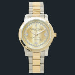 Elegant Guld Diamonds femtionde Bröllop-årsdagen Armbandsur<br><div class="desc">Den opulenta elegansen ramar denna bröllop-årsdag formger en unik skalopad diamantdesign med centerdroppdiamant med faux-tillagda gnistor på en guld-tonsövertoning. Observera att alla varningstexter är tryckta och endast får förekomma så reellt som möjligt i en platt, tryckt design. Detta omfattar alla metalliska gradienter och/eller gemsten. Ursprunglig design efter Helgdag Hearts Designs...</div>