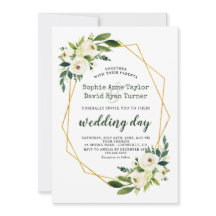 Elegant Guld Diamonds White Grönt Blommigt Bröllop