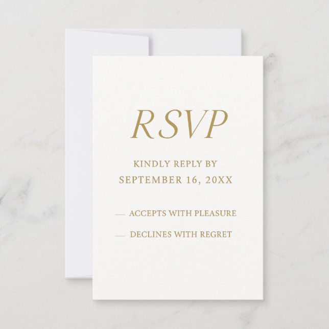 Elegant Guld Digital RSVP-kort | Minimalistiskt Br OSA Kort (Framsida)