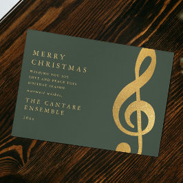 Elegant Guld Diskantnyckel Musik Jul Julkort