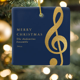 Elegant guld diskantnyckel musik kör jul julgransprydnad keramik