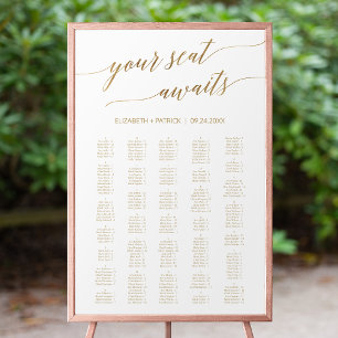 Elegant Guld - ditt säte väntar 200+ sittplatsplan Poster