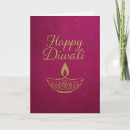 Elegant Guld Diya Lycklig Diwali Hälsning Kort