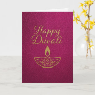 Elegant Guld Diya Lycklig Diwali Hälsning Kort