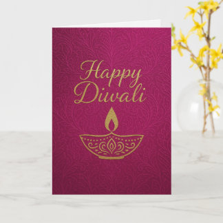Elegant Guld Diya Lycklig Diwali Hälsning Kort