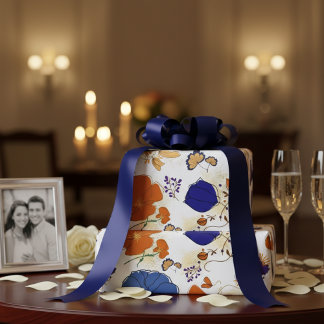 Elegant Guld & Djärva Blommor Presentpapper