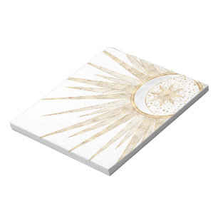 Elegant Guld Doodles Sol Måne Mandala Design Anteckningsblock