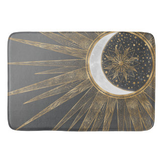 Elegant Guld Doodles Sol Måne Mandala-design Badrumsmatta