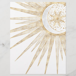 Elegant Guld Doodles Sol Måne Mandala-design Brevhuvud