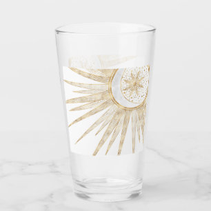 Elegant Guld Doodles Sol Måne Mandala Design Glaskopp