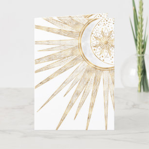 Elegant Guld Doodles Sol Måne Mandala-design Helgkort