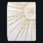 Elegant Guld Doodles Sol Måne Mandala-design iPad Pro Skydd<br><div class="desc">Denna vackra, mystiska, vita, guld sol och halvmåne i universum av måne är en estetisk perfekt för hemdekaler, vardaglig bära eller speciella evenemang som lockar dekorationer. En söt, vit, guld sol och måne mandala-design med blommor och löv, stjärnor, punkter, diamanter, cirklar, trianglar och geometriska former av sjöjungfru, med ett halvmånsglansande...</div>
