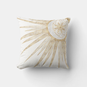 Elegant Guld Doodles Sol Måne Mandala-design Kudde