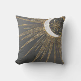 Elegant Guld Doodles Sol Måne Mandala-design Kudde