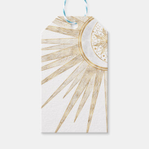 Elegant Guld Doodles Sol Måne Mandala Design Presentetikett