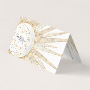 Elegant Guld Doodles Sol Måne Mandala Design Visitkort