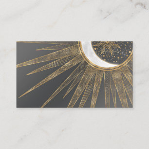 Elegant Guld Doodles Sol Måne Mandala Design Visitkort