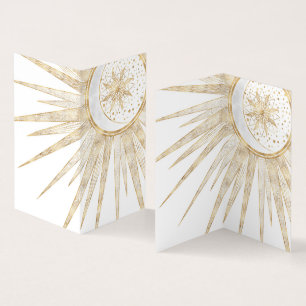 Elegant Guld Doodles Sol Måne Mandala Design Visitkort