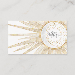 Elegant Guld Doodles Sol Måne Mandala Design Visitkort