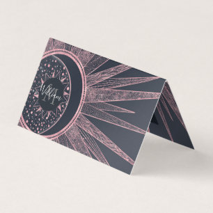 Elegant Guld Doodles Sol Måne Mandala Design Visitkort