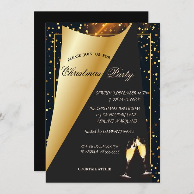 Elegant Guld Dots Company jul Party Inbjudningar (Fram/baksida)