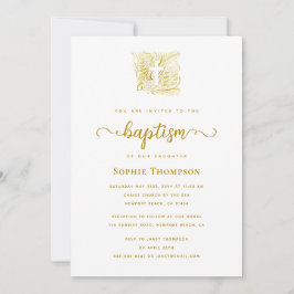 Elegant Guld Dove White Kor Religiösa Baptism Inbjudningar