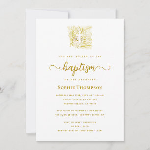 Elegant Guld Dove White Kor Religiösa Baptism Inbjudningar