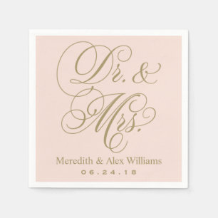 Elegant  Guld Dr. och mrs Script Monogram Pappersservett