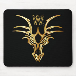 Elegant Guld Dragon Head Initial Fantasy Musmatta