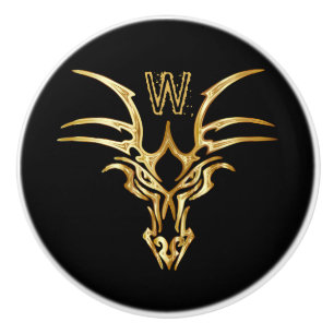 Elegant Guld Dragon Head Initial Knopp