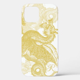 Elegant Guld Dragon Monogram Fodral-Mate iphone ca