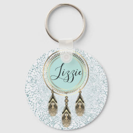 Elegant Guld Dreamcatcher Abstrakt Personlig Nyckelring