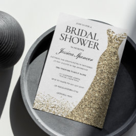 Elegant Guld Dress Möhippa Inbjudan