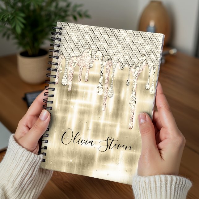 Elegant guld droppande glittermonogram anteckningsbok (Skapare uppladdad)