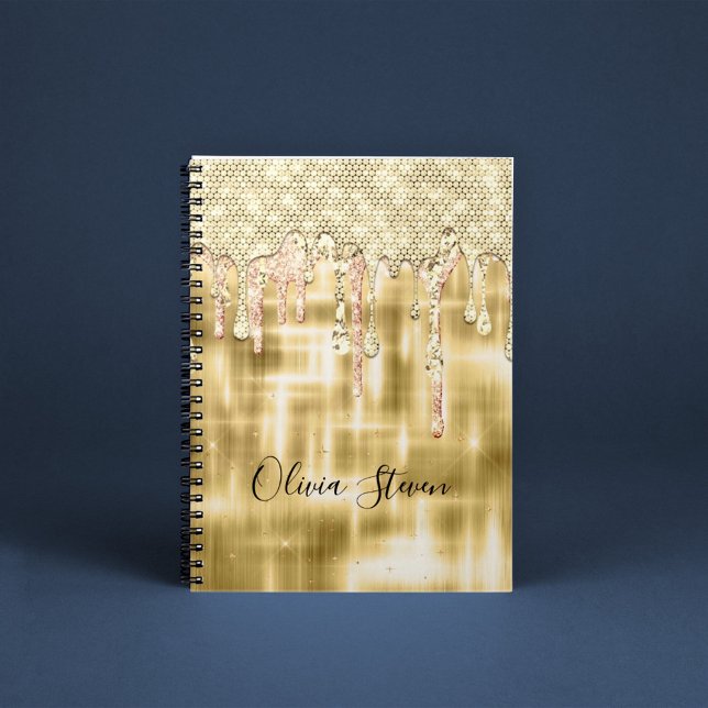 Elegant guld droppar glitter monogram anteckningsbok (Skapare uppladdad)