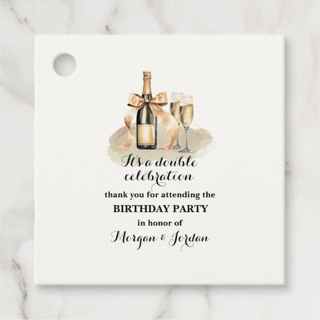 Elegant Guld Dubbla Firande Gåvor Etiketter (Framsida)