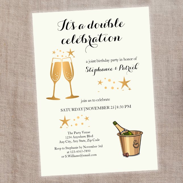 Elegant Guld Dubbla Firande Inbjudningar (Skapare uppladdad)