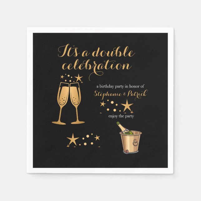 Elegant Guld Dubbla Firande Pappersservett (Framsidan)